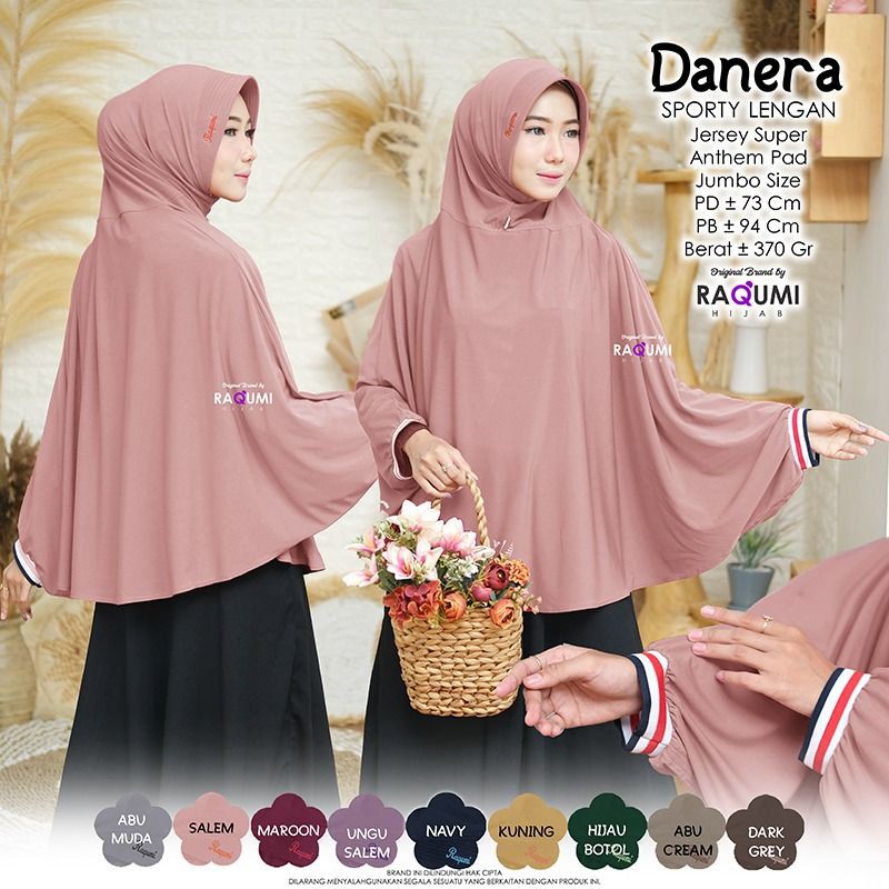 DANERA LENGAN ORIGINAL RAQUMI | JILBAB LENGAN | JILBAB JERSEY JUMBO | JILBAB SYARI JUMBO