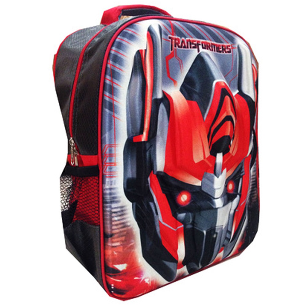 FREE ONGKIR + RAINCOVER Tas Ransel Sekolah SD Transformer Optimus Prime 3D Timbul Hard Cover - Merah