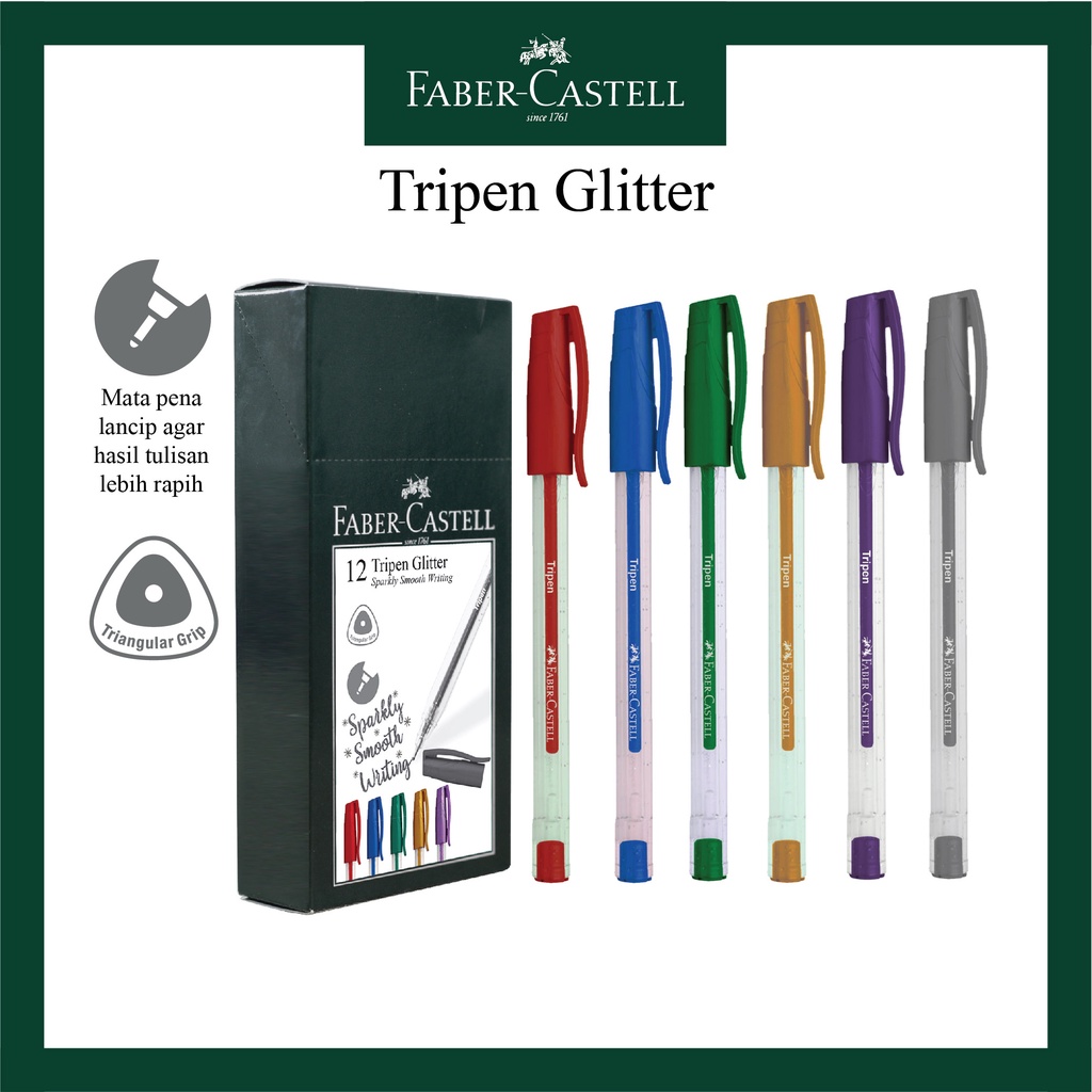 

Pulpen Faber Castell / Ballpoint Tripen Glitter Enam Warna