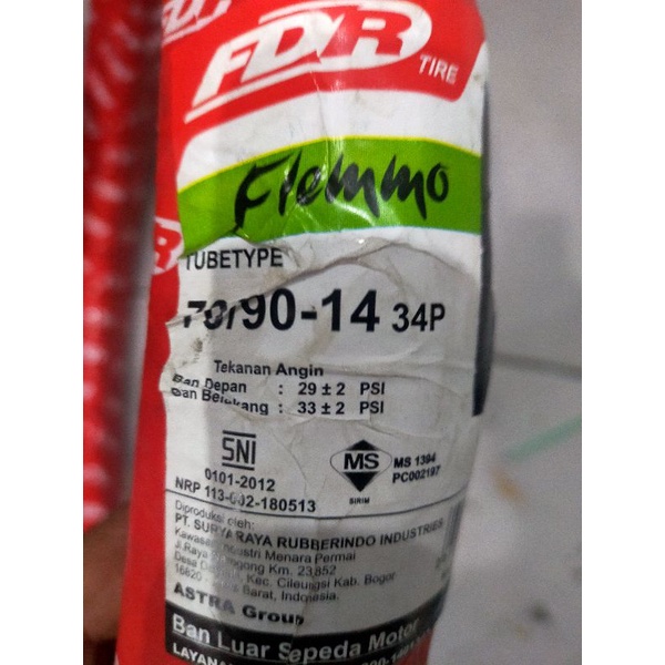 FDR BAN LUAR 70 90 80 90 RING 14 SPARTAX FLEMMO FLEMMOPRO TUBETYPE