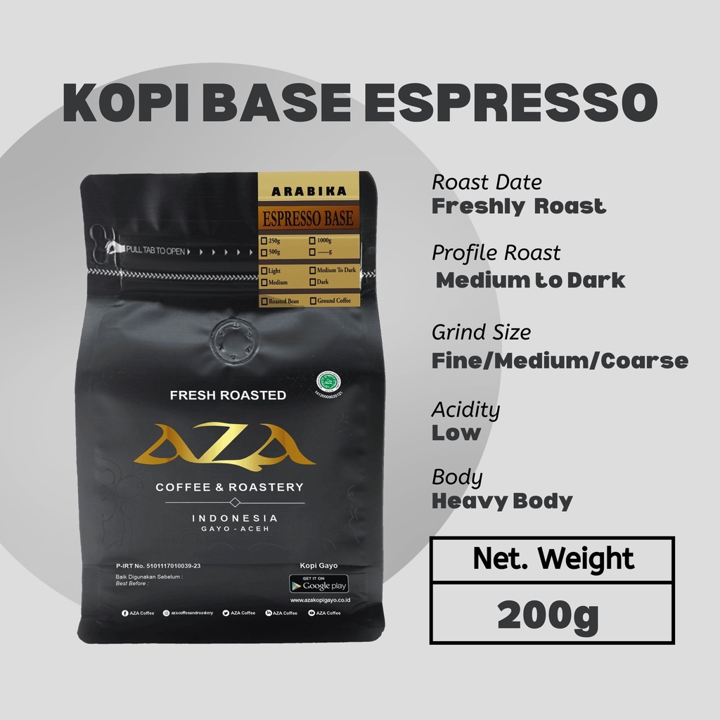 

AZA Coffee- Kopi Arabika Gayo 100% Full Arabica For Espresso 200g