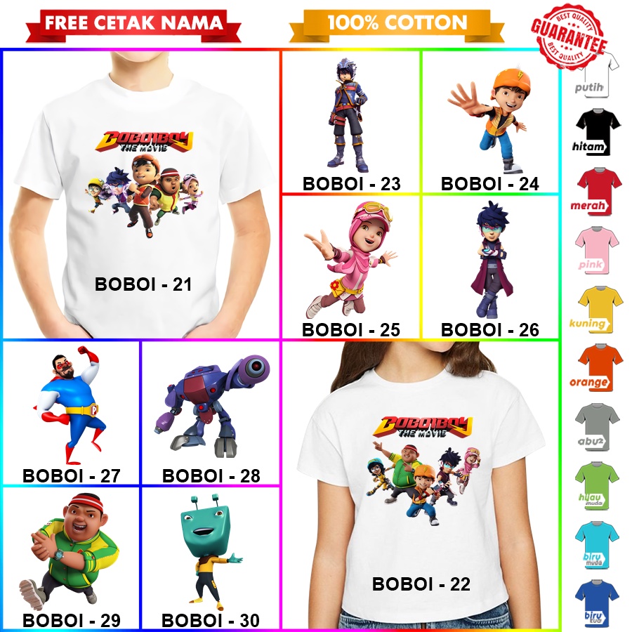 [FREE NAMA!!] Baju Kaos COUPLE  ANAK DAN DEWASA BOBOIBOY BOBOBOI BANYAK MOTIF