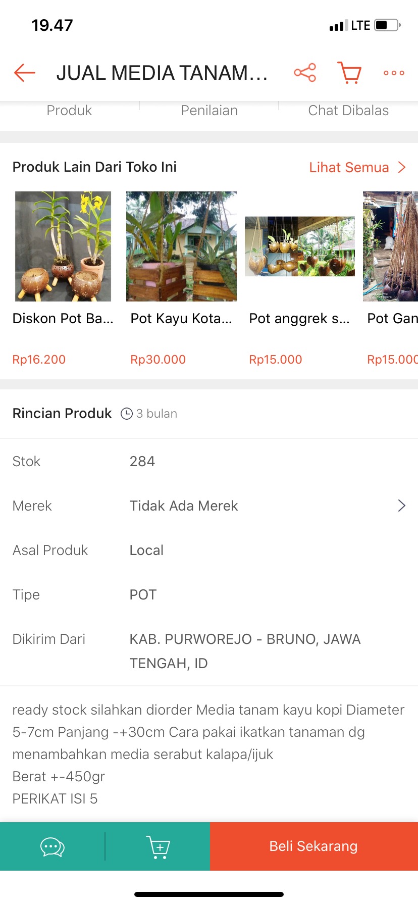 Jual Media Tanam Kayu Kopi Gantung Untuk Anggrek
