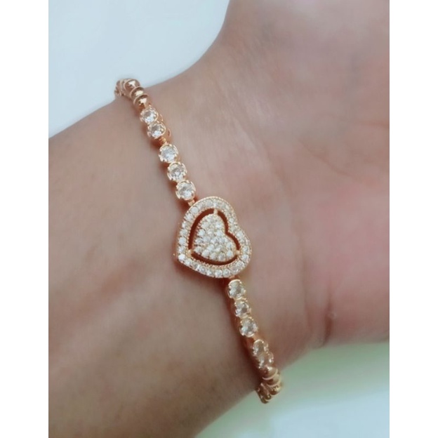 K-1006.Gelang tangan wanita xuping berlapis emas dengan mata zircon uk18cm.