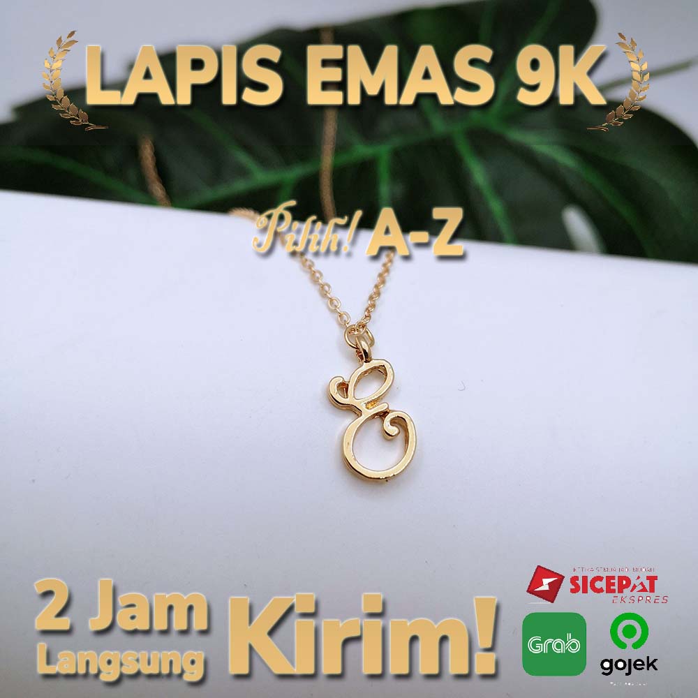 Kalung Huruf Inisial A-Z Lapis Emas 18K Kalung Wanita IMN111-E--M74