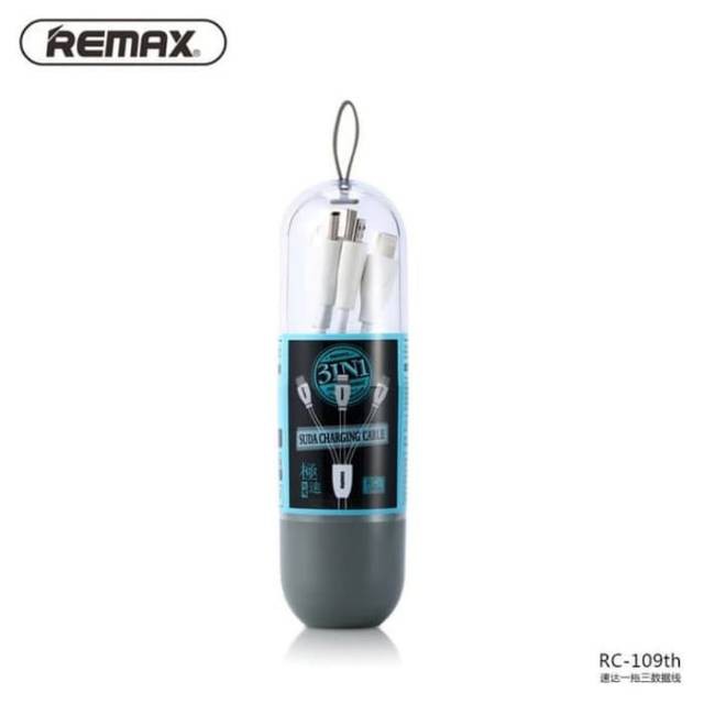 Kabel Data Remax SUDA 3 in 1 Fast Charger Micro USB Lightning Type C