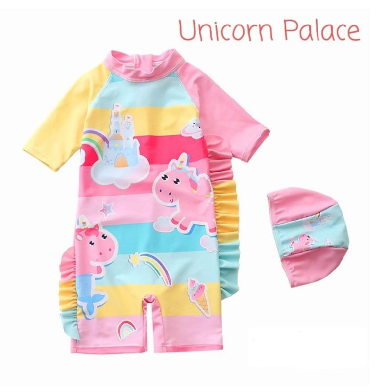 baju renang anak unicorn palace/baju renang anak perempuan motif unicorn/baju renang anak