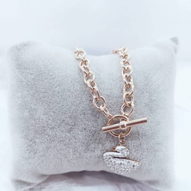 Gelang Titanium angsa putih anti luntur/anti karat