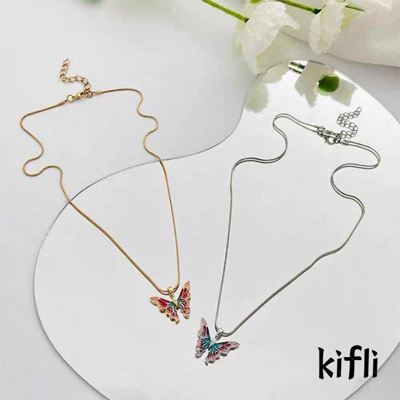 Kalung Rantai Adjustable Dengan Liontin Kupu-Kupu Untuk Wanita