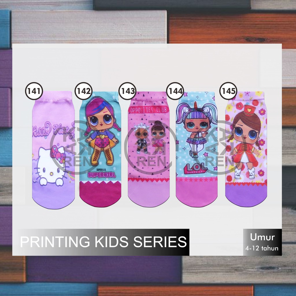 Kaos Kaki Printing Anak Karakter Hello Kitty &amp; LOL H