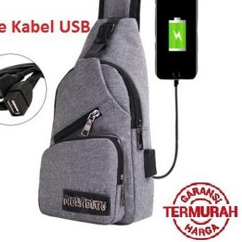 ❤️GTB❤️ P005 TAS USB Selempang Pria Slempang Sling Shoulder Bag Back Pack Travel Import Batam Murah