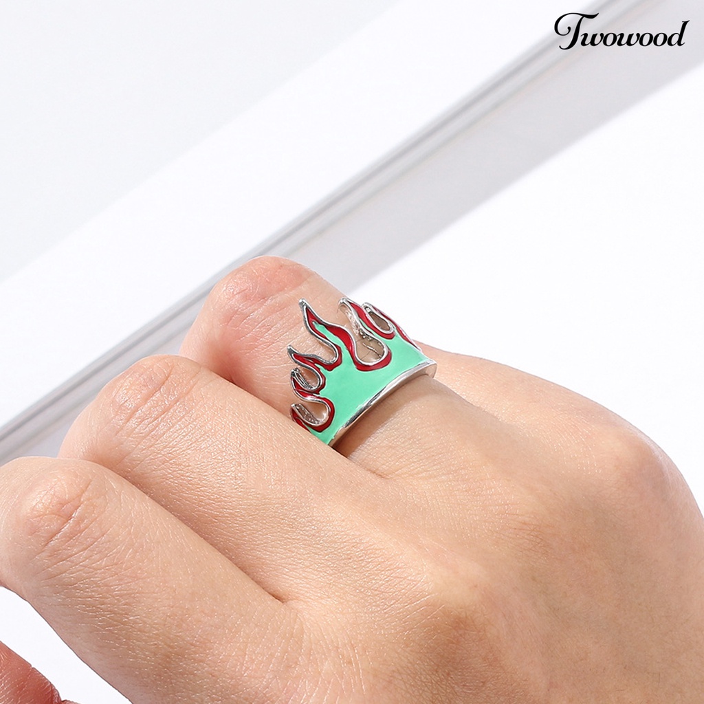 Twowood Opening Rings Vintage Adjustable Alloy Anti-deformed Unisex Stylish Flame Open Finger Rings for Party