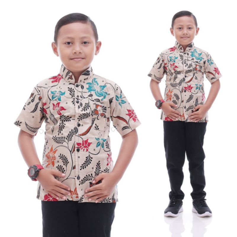 Baju Batik Anak Laki Laki Umur 1-12 Tahun Terbaru / Atasan Hem Kemeja Lengan Pendek Anak Cowok Murah