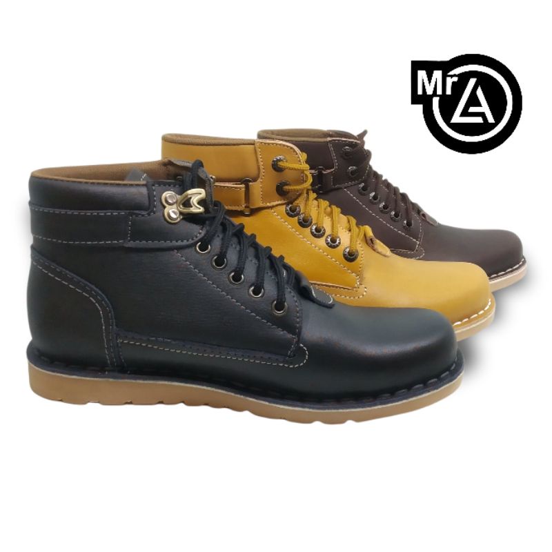 Mr.LA Sepatu Sneakers Boots Kerja Sepatu Boot kulit untuk Pria