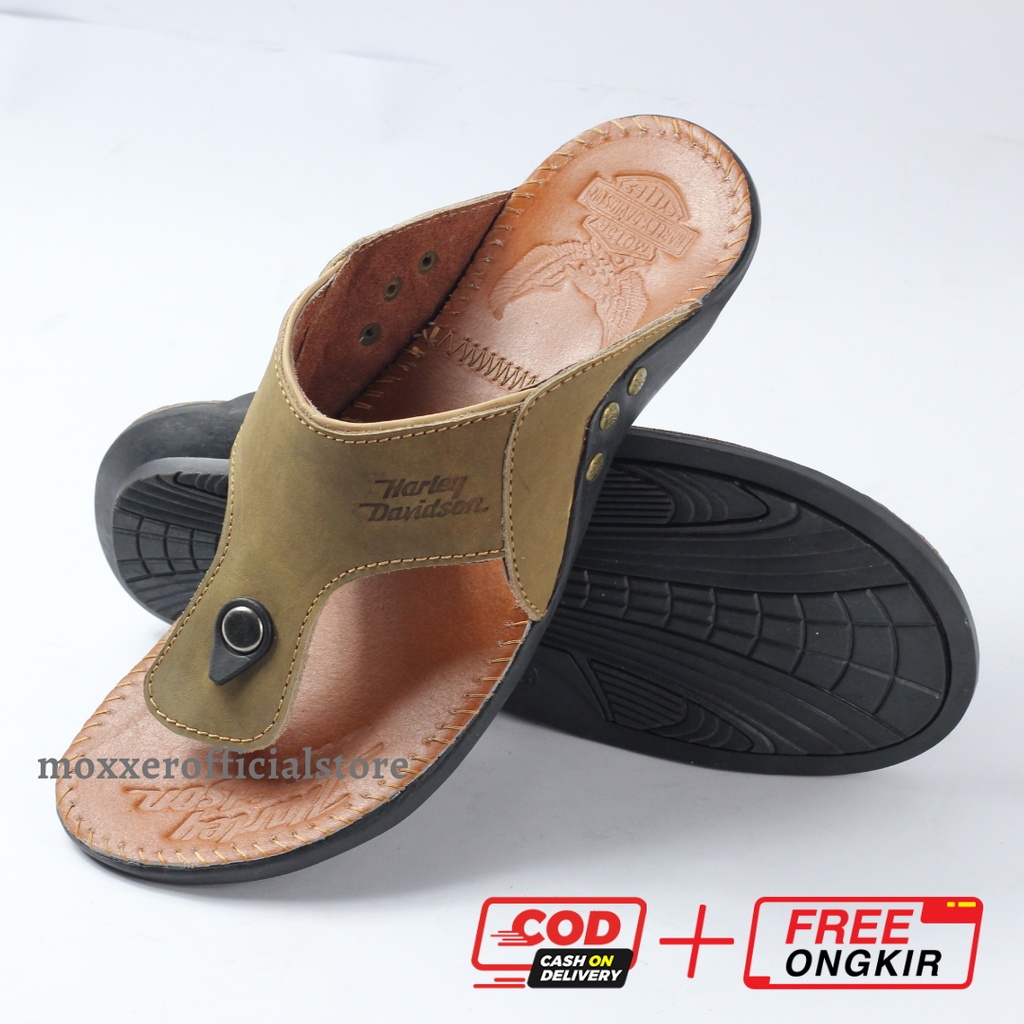 Sandal Japit Kulit Asli Sandal Terbaru MOXXER Sandal Kulit Asli Pria Sandal Jepit MOXXER Kulit Asli Gosok Cowok