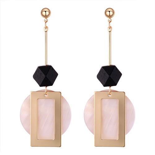 LRC Anting Tusuk Fashion Square Shape Decorated Earrings