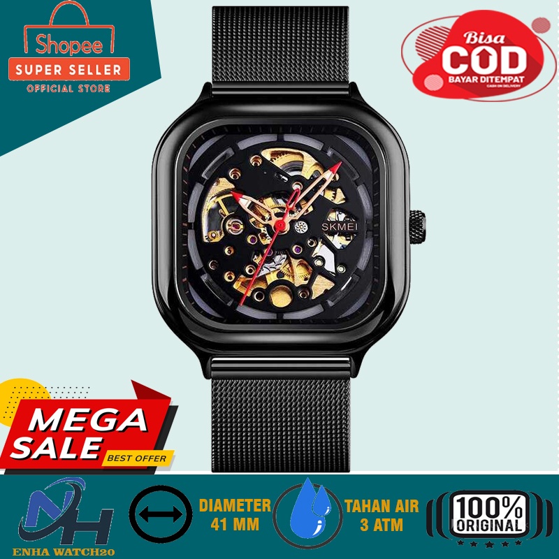 Jam Tangan Cowok Otomatis Tanpa Baterei SKMEI 9184 Jam Tangan Pria Rantai Pasir Automatic Watch Jam 