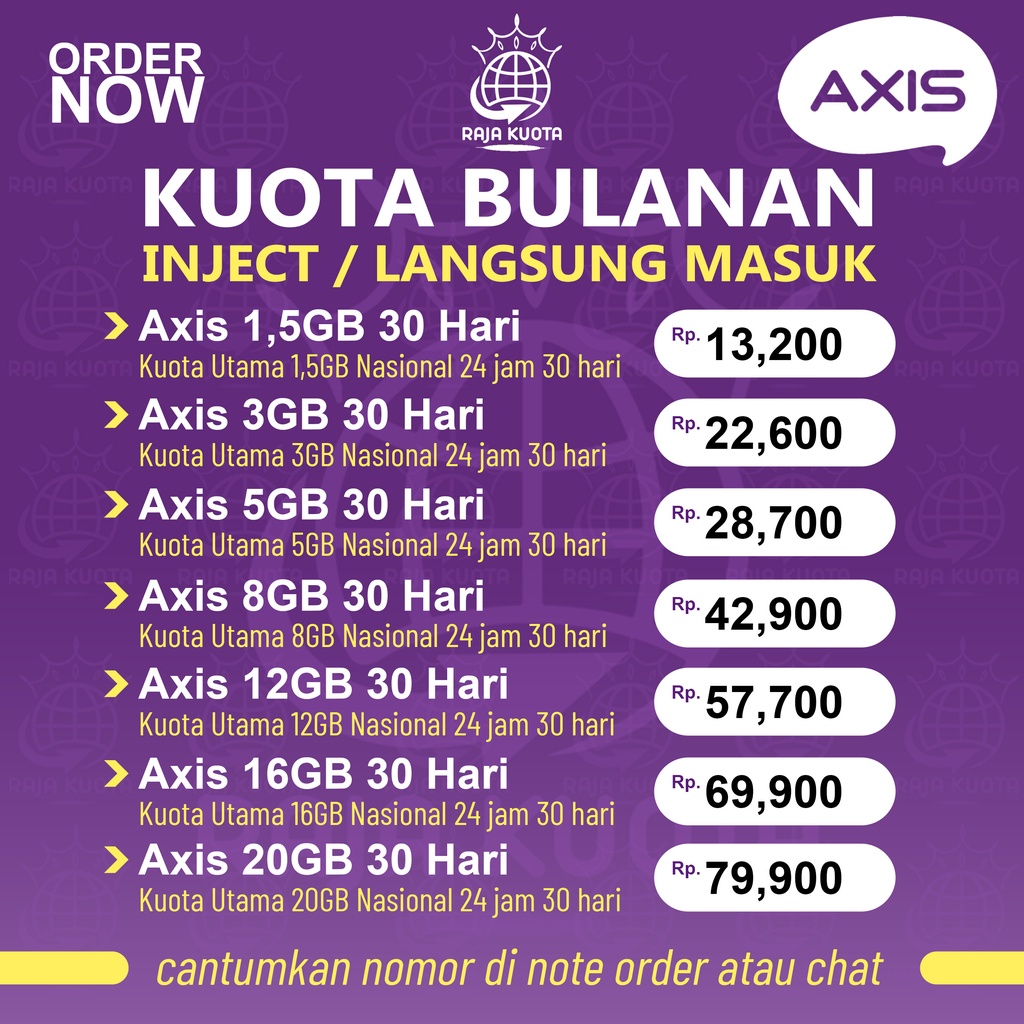 Tembak Isi Ulang Kuota Data Internet Axis Aigo Bulanan Murah