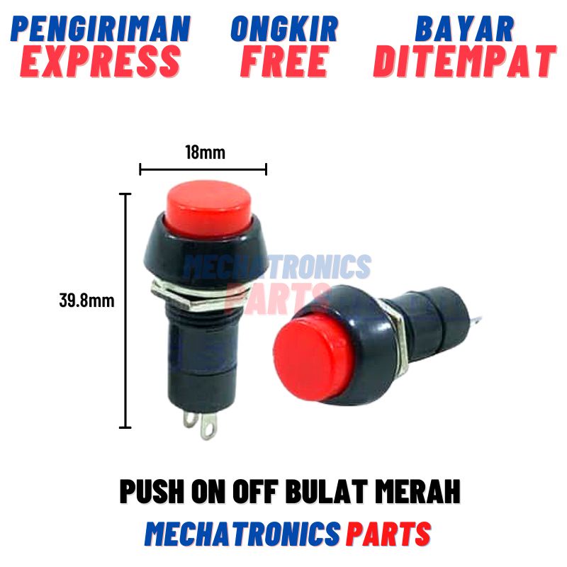 2PCS [SWI-9007] PUSH ON OFF BULAT MERAH/HITAM