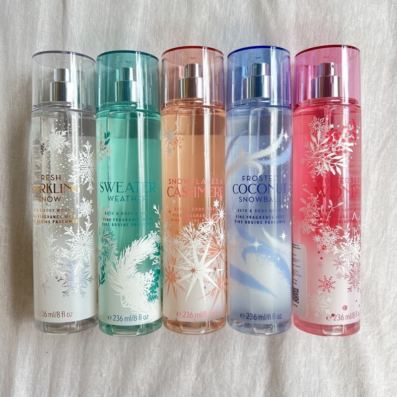 Body Mist 236ml Holiday Collection Bath and Body Works Fresh Sparkling Snow / Sweater Weather / Snow