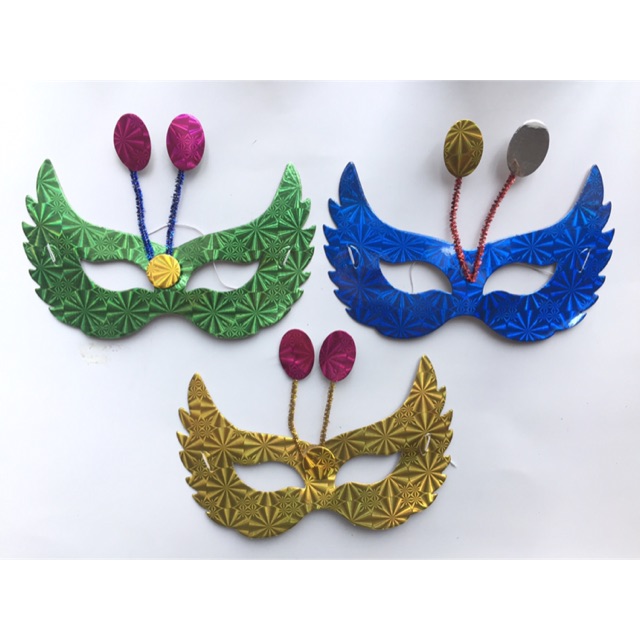 6 pcs Topeng Hologram Topper (isi 6 pcs/pak)/ Topeng Pesta/ Masquerade/ Topeng kertas/ Topeng Anak