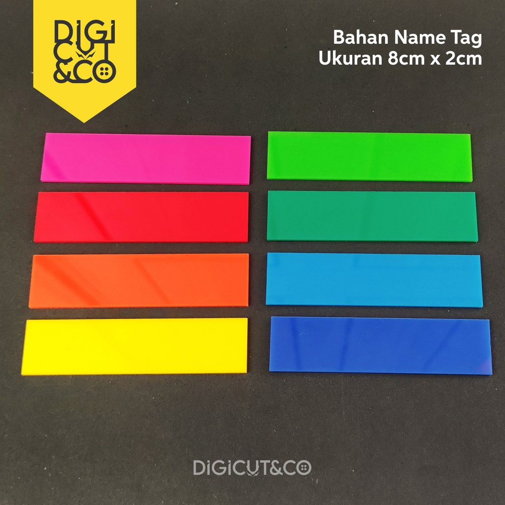 

Name Tag Papan Nama Polos Bahan Akrilik Warna Warni - Digicut&Co