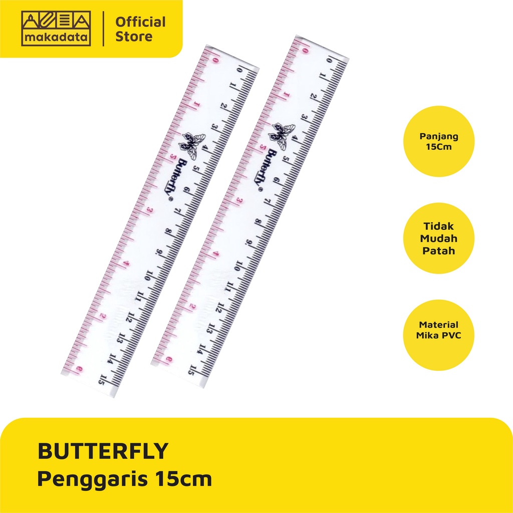 

PENGGARIS / GARISAN BUTTERFLY 15 CM MIKA PVC (1 PCS) MURAH