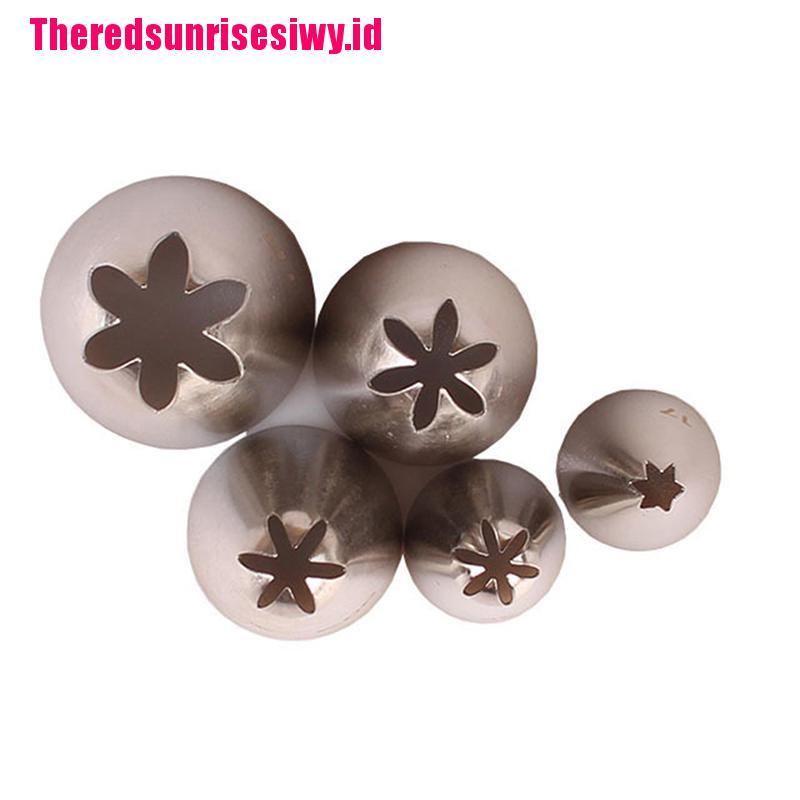 5 Pcs / Set Alat Nozzle Icing Piping Desain Kelopak Bunga Mawar Untuk Dekorasi Cupcake