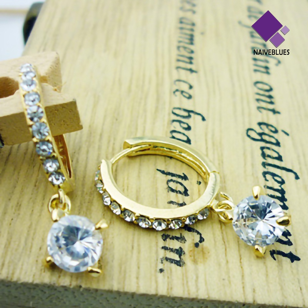 Anting Liontin Kristal Berlian Imitasi Model Menjuntai