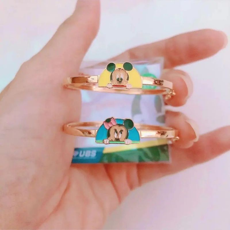 Gelang bangle anak kepala mickey minnie mouse UBS kadar 375 8K