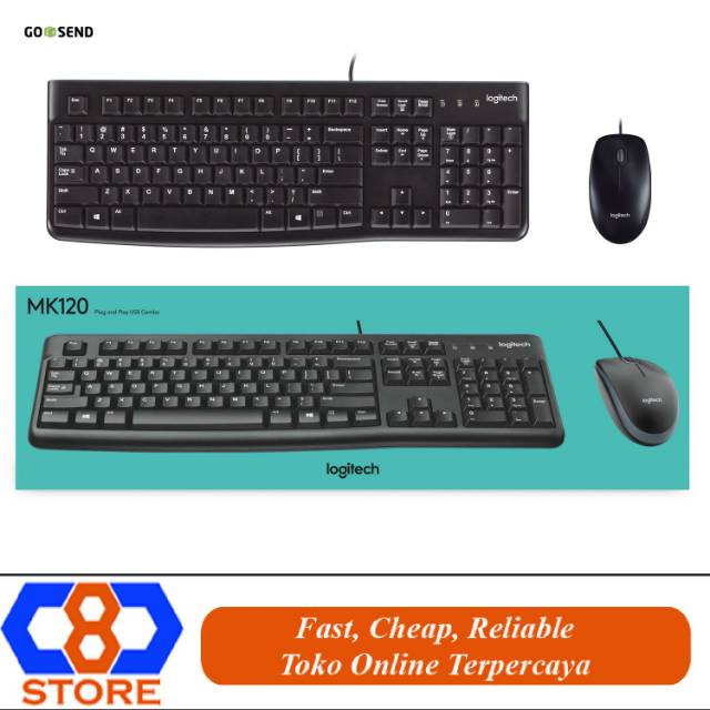 KEYBOARD MOUSE LOGITECH MK120 MK 120 ORIGINAL GARANSI RESMI