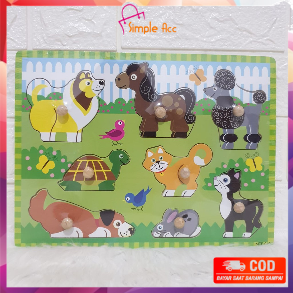 

~COD~ DO-M67-68 Mainan Edukasi Anak Puzzle Knob Background Bergambar Wooden Toys Mainan Balok Kayu