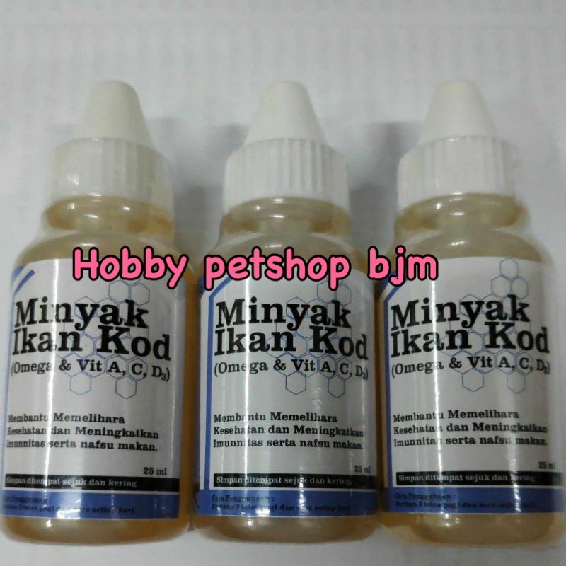 Minyak ikan kod 25ml- cod fish oil vitamin nafsu makan &amp; pelebat bulu kucing anjing kelinci