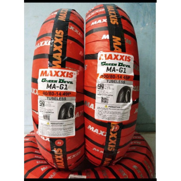 PAKET BAN TUBLES MAXXIS GREEN DEVIL 90/80 14 &amp; 100/80.14 (SOFT COMPOUND) BAN BARU, 100% ORIGINAL, FREE PENTIL