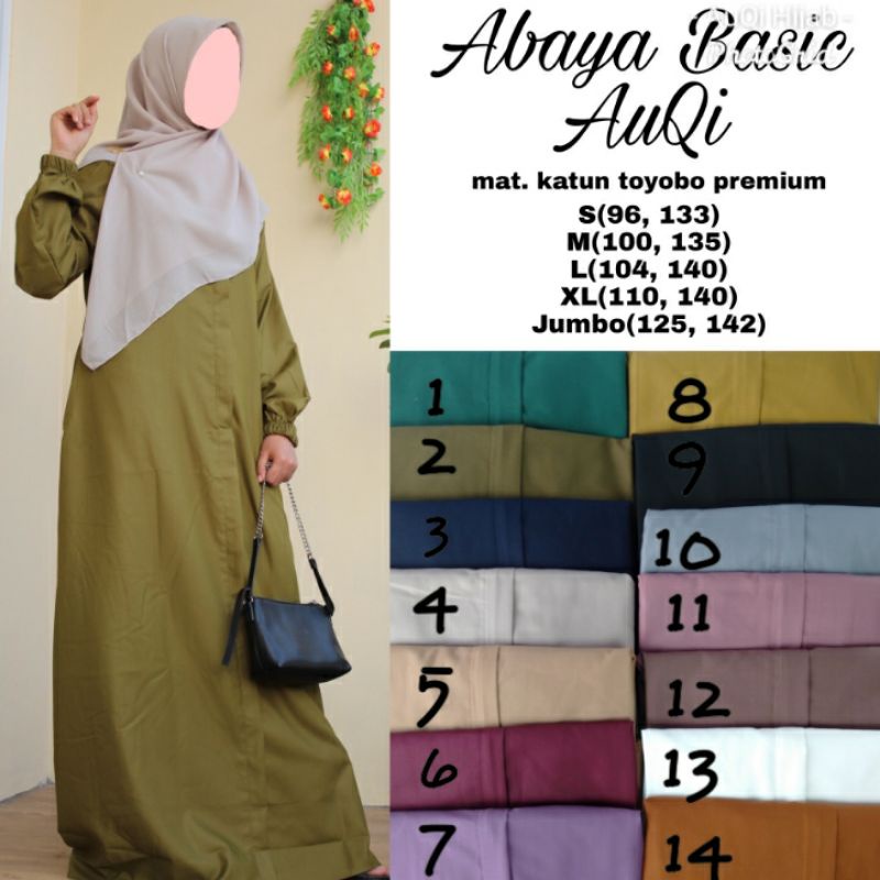 Gamis Polos Premium 16 Pilihan Warna, Gamis Abaya Toyobo Premium, Gamis Toyobo By AuQi Hijab Size Le