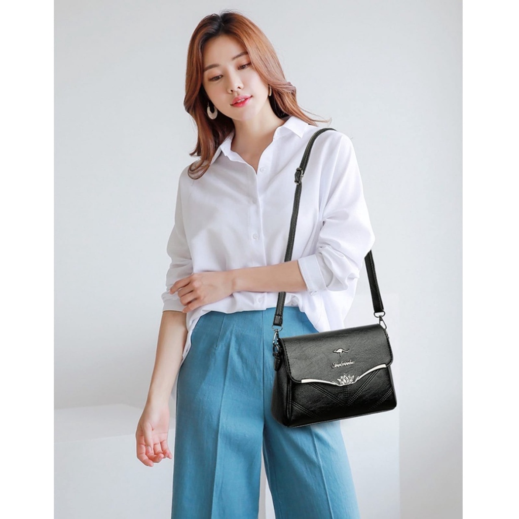 TAS SELEMPANG WANITA PESTA KOREA KULIT HITAM BREZNA TA594B5 ORI IMPORT SLING BAG MURAH FASHION CEWEK KEKINIAN REMAJA SIMPLE BRANDED PREMIUM BATAM