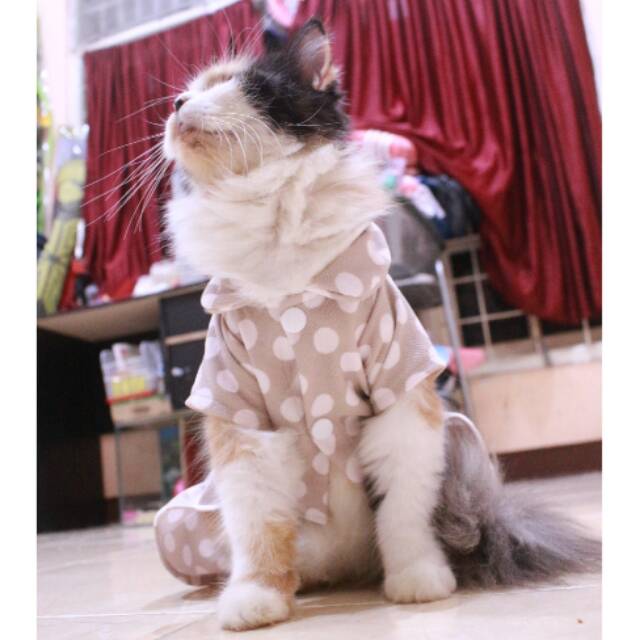 Kaos dress polkadot untuk kucing dan anjing lucu / baju kucing murah size S M L XL