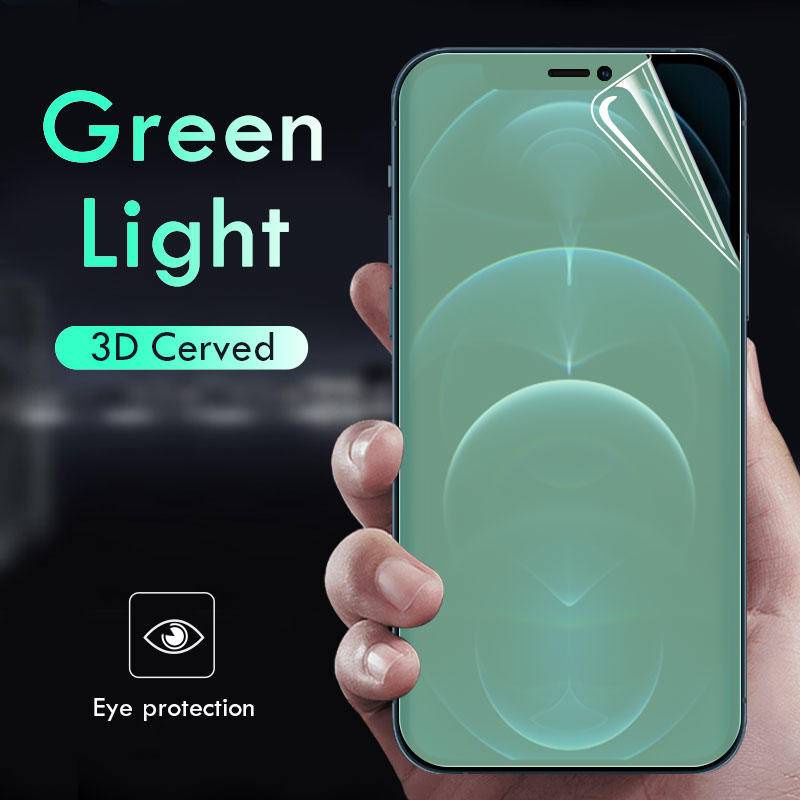 Pelindung Layar Hydrogel Warna Hijau Muda Untuk Iphone 7 8 6 Plus X Xr Xs Max 11 12 13 Pro