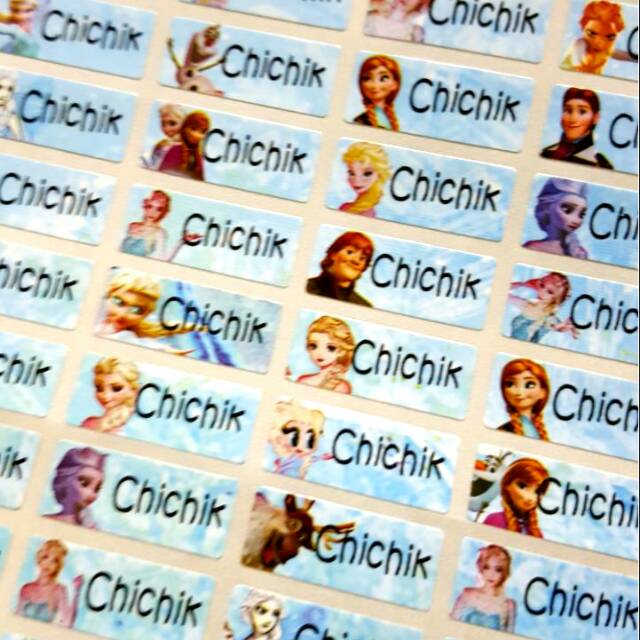 

Label nama anti air stiker waterproof Frozen