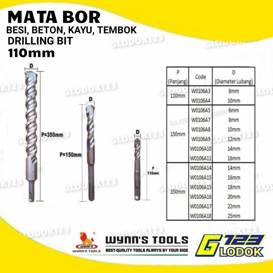 Mata Bor Besi Beton Tembok Kayu 8mm 10mm Drill Bit