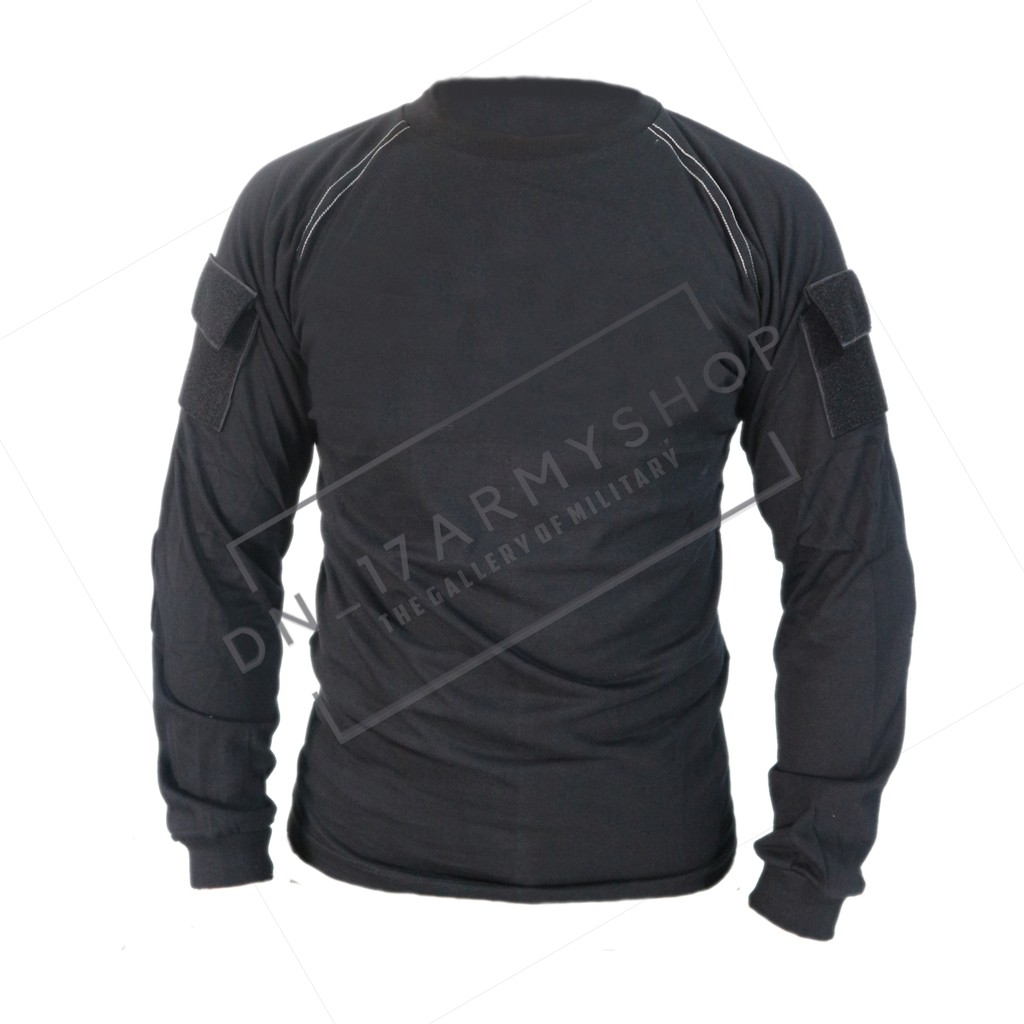 Kaos Tactical Panjang Polos Hitam Katun Combed 24s.