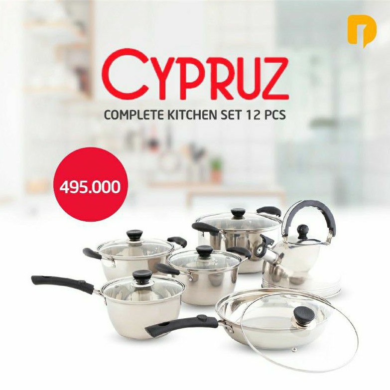 CYPRUZ COMPLETE KITCHEN SET 12 PCS SET ALAT MASAK STAINLESS STEEL LENGKAP COCOK UNTUK KADO NIKAHAN