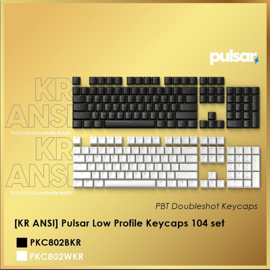 Pulsar Low Profile KR ANSI Keycaps - PBT Doubleshot Gaming Keyboard