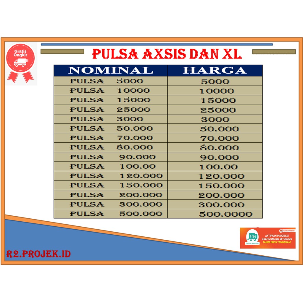 MURAH PULSA REGULER ALL OPERATOR 150000 - 200000 XL/AXSIS