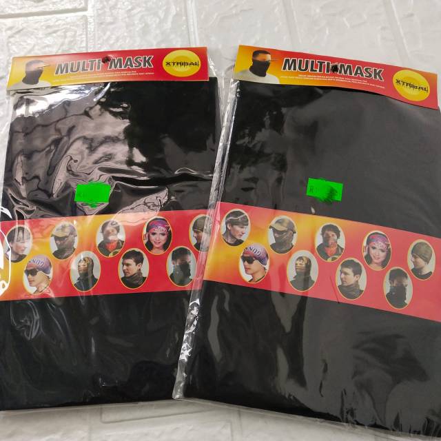 Masker wajah pria hitam polos / tutup penutup muka / anti debu