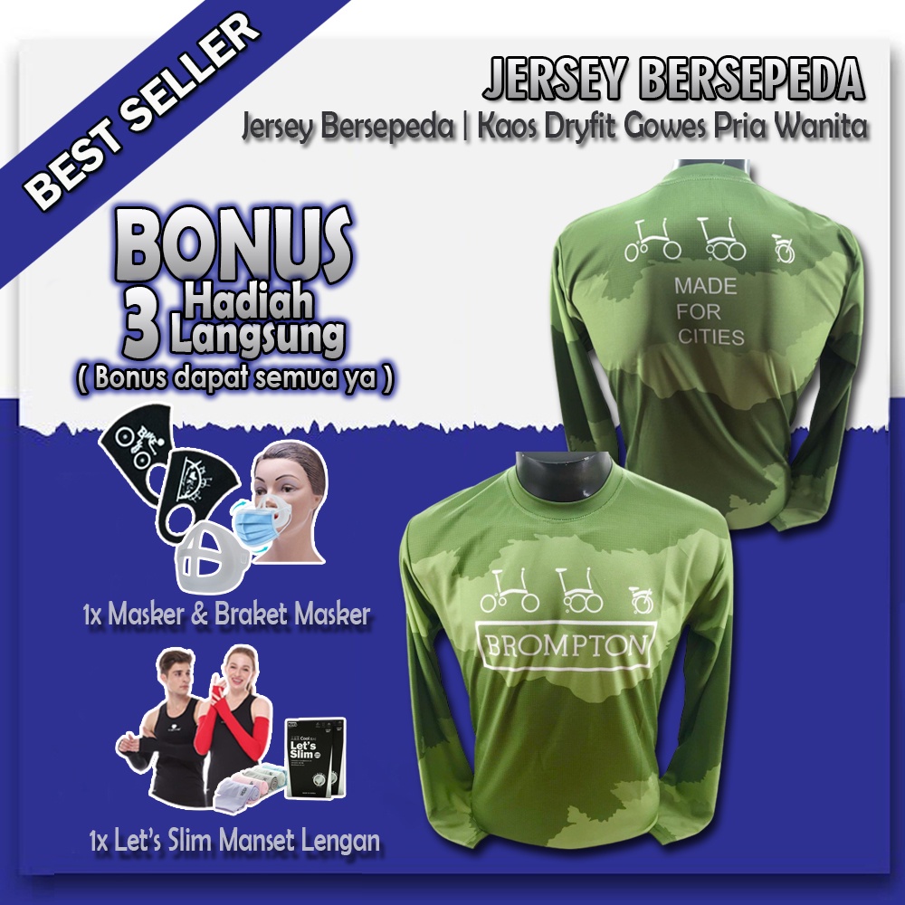 Kaos Jersey Sepeda Lipat Dry Fit Lengan Panjang Pria Wanita