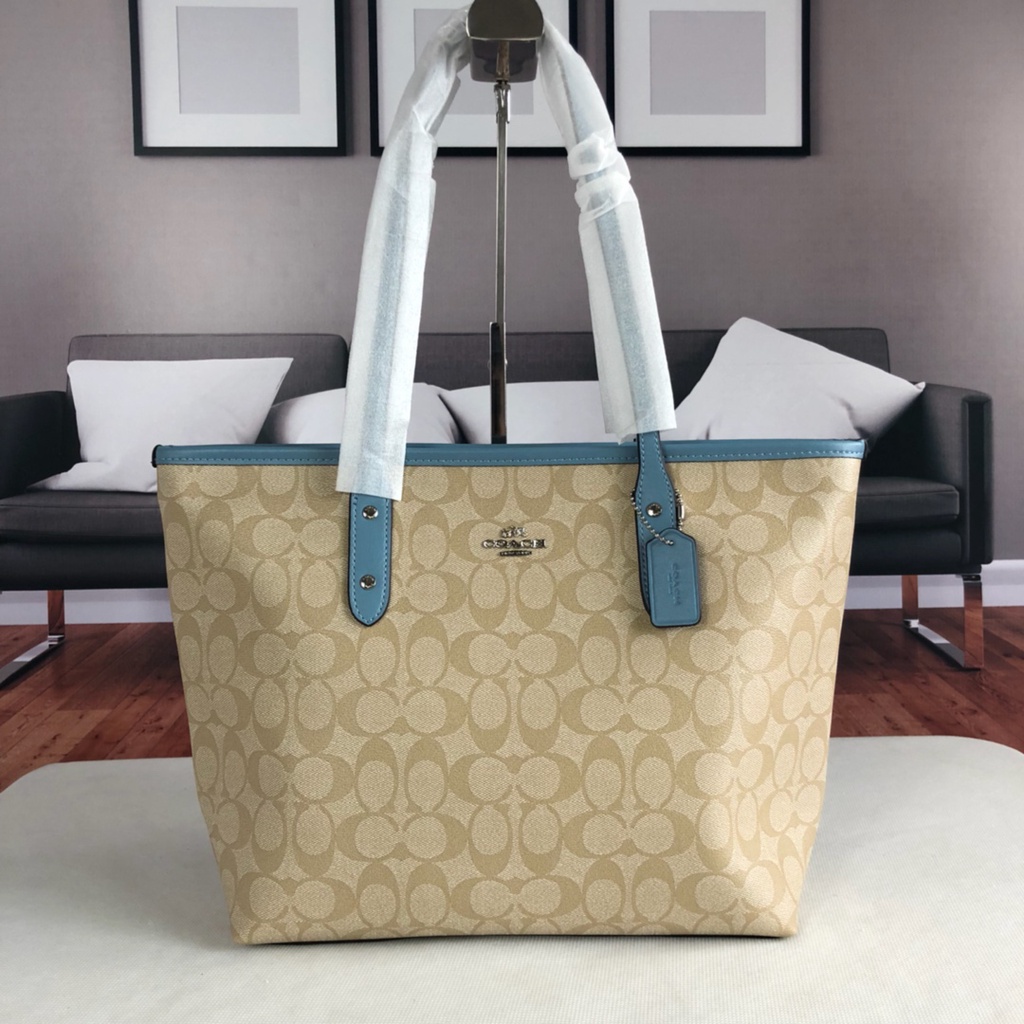 (grab) 58292 coach Canvas leather tote bag for ladies with one shoulder bag