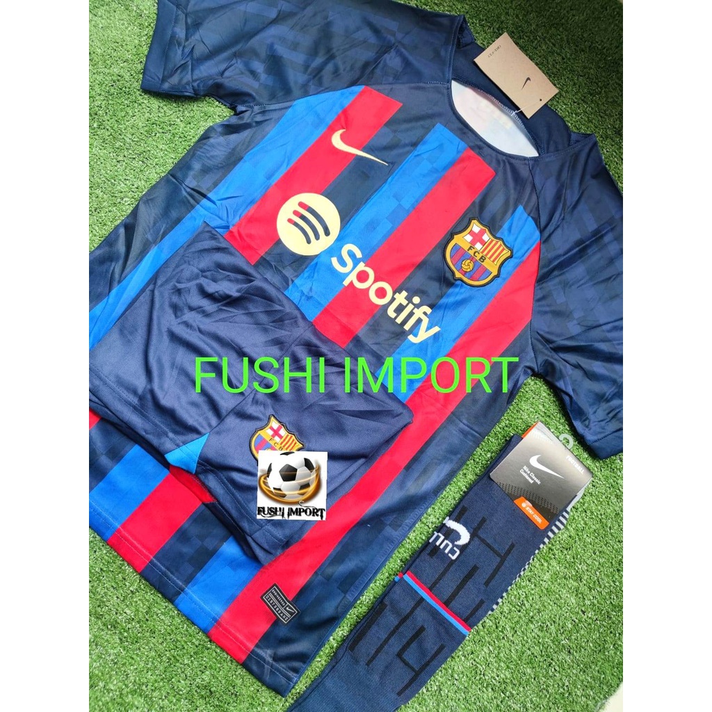 Setelan Jersey Baju Bola Barca Home 2022 2023 ( Fullset Satu Set ) Grade Ori