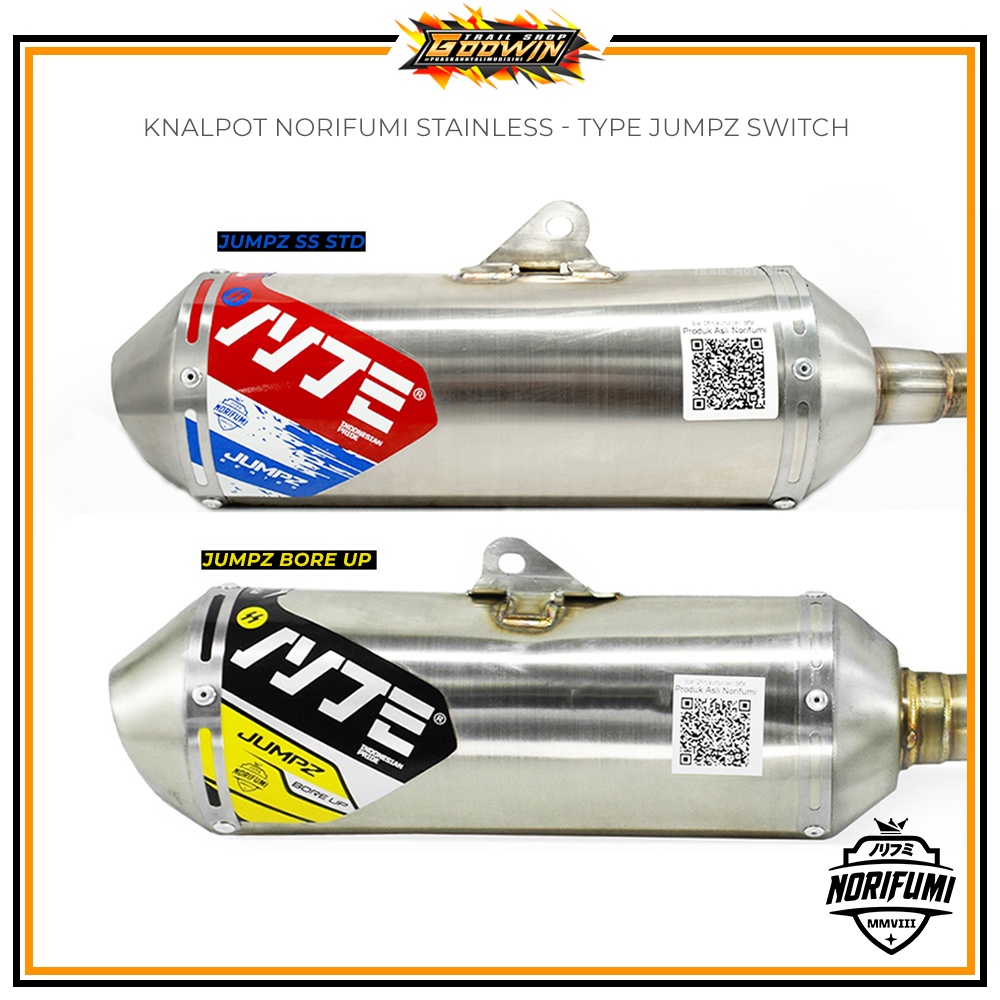 Knalpot Kenalpot Muffler Original Norifumi JUMPZ Std Stainless/ BORE UP CRF 150 L KLX 150 BIGFOOT DTRACKER NEW WR 155