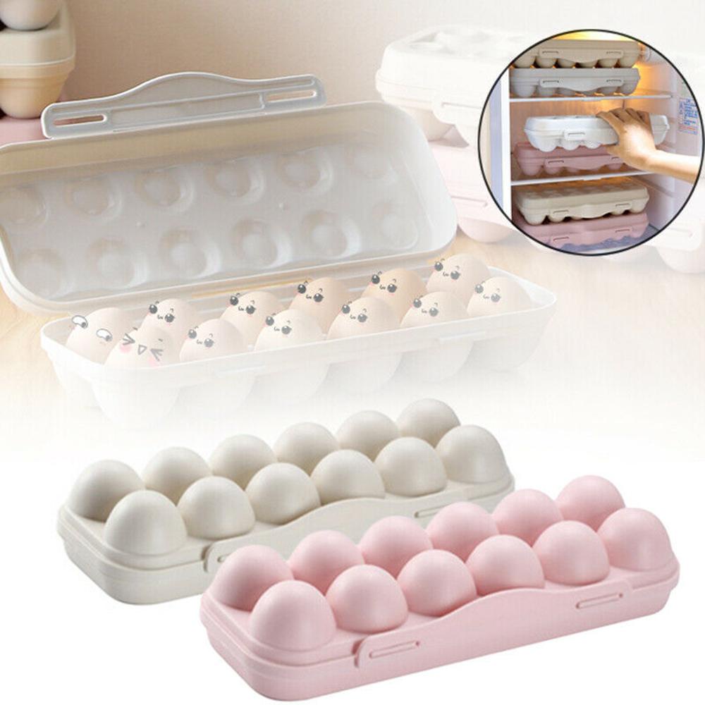 Top Egg Storage Tray Tempat Penyimpanan Telur Camping Piknik BBQ Plastik 12/18grids Organizer